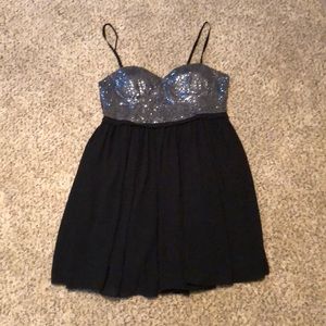 Black sequin top dress